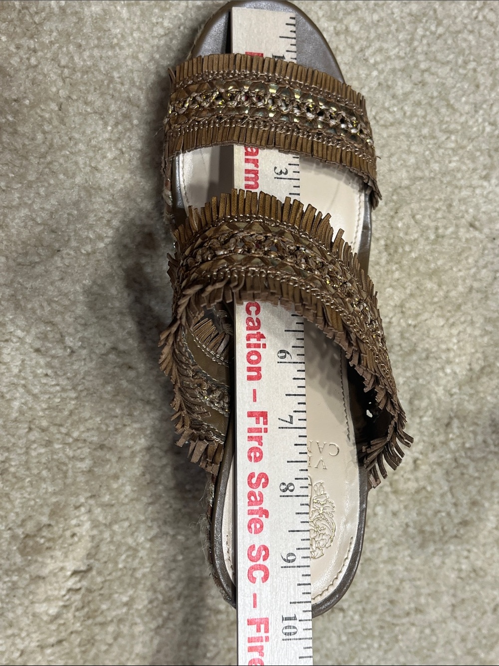 Vince Camuto Woven Fringe Platform Block Heel Slide Sandals Women’s 9 Est - Picture 8 of 9